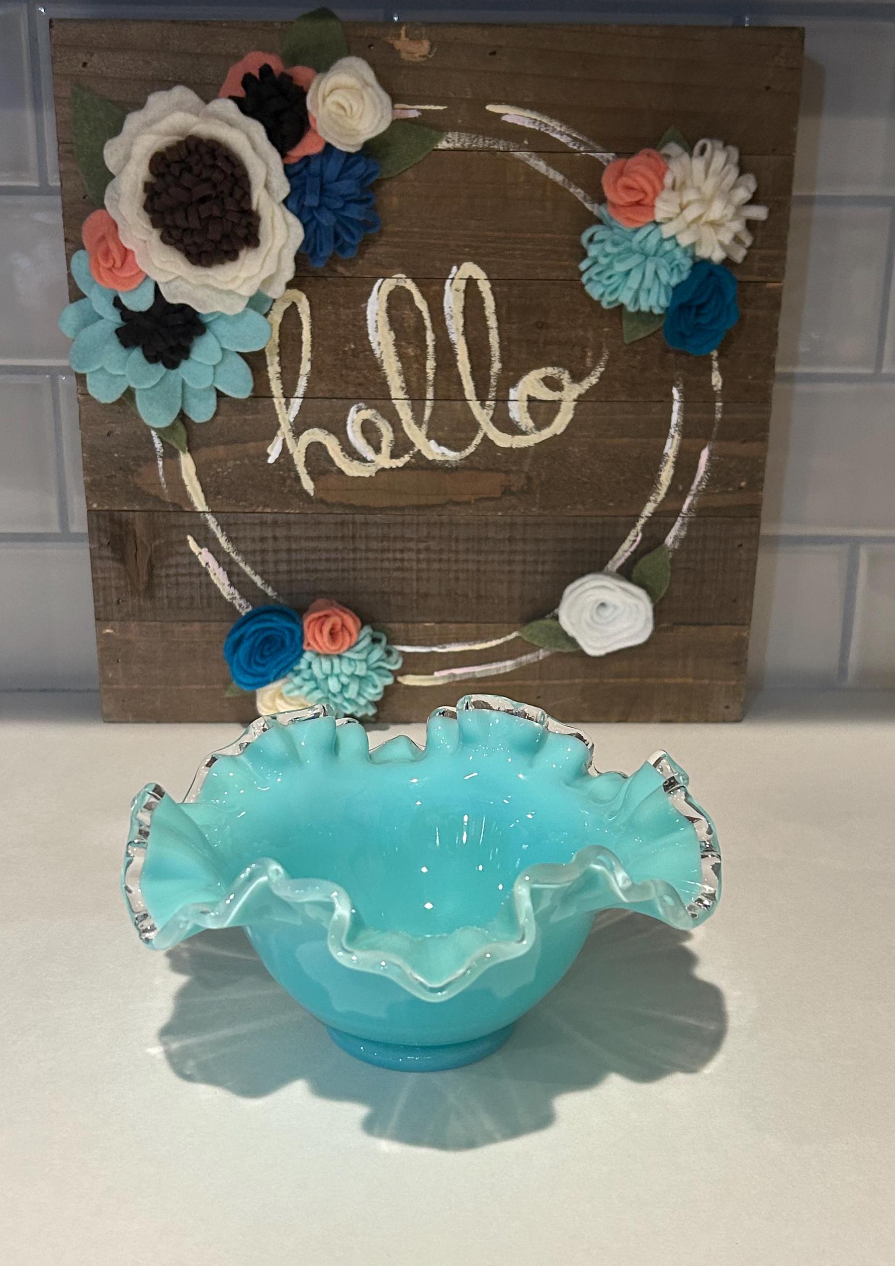Vintage Fenton Turquoise Silvercrest Glass Candy Dish - Etsy