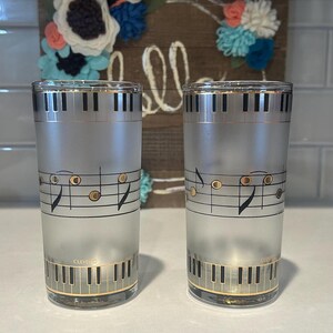 Culver Music Note Black And Gold Frosted Tumblers |  Culver Drinking Glasses