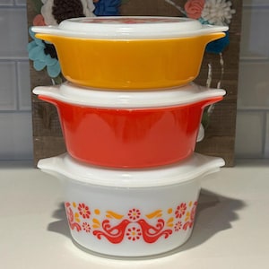 Friendship Casserole Pyrex Set of 3, #471, #472, #473 | Pyrex Friendship Casserole Dishes