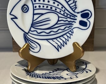 Les Fish Blue Salad Plates  by Fitz and Floyd