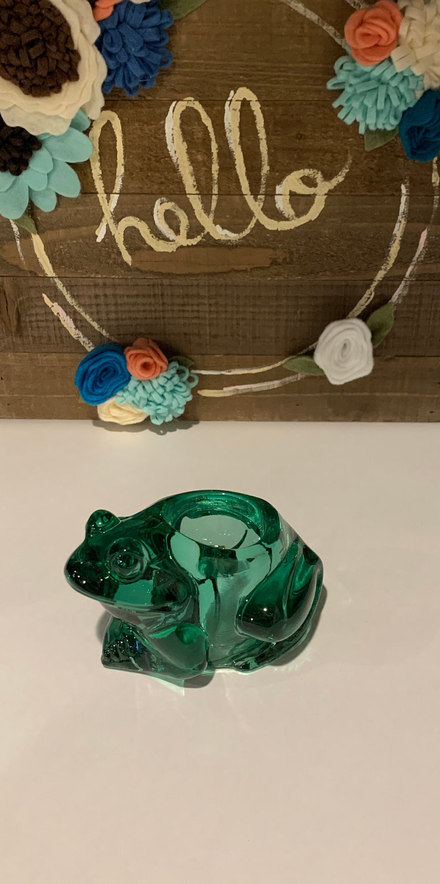Glass Frog Candle Holder by Indiana Glass Green Glass Frog Etsy