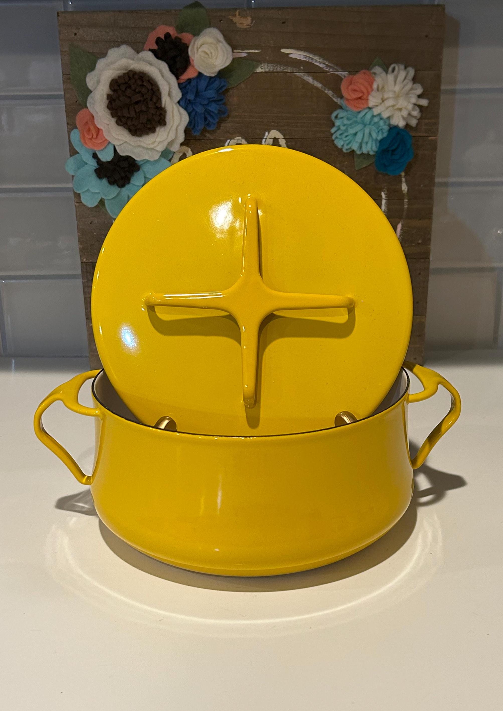 Vintage Dansk Kobenstyle Yellow Enamelware 2 Qt Pot: Mid-century