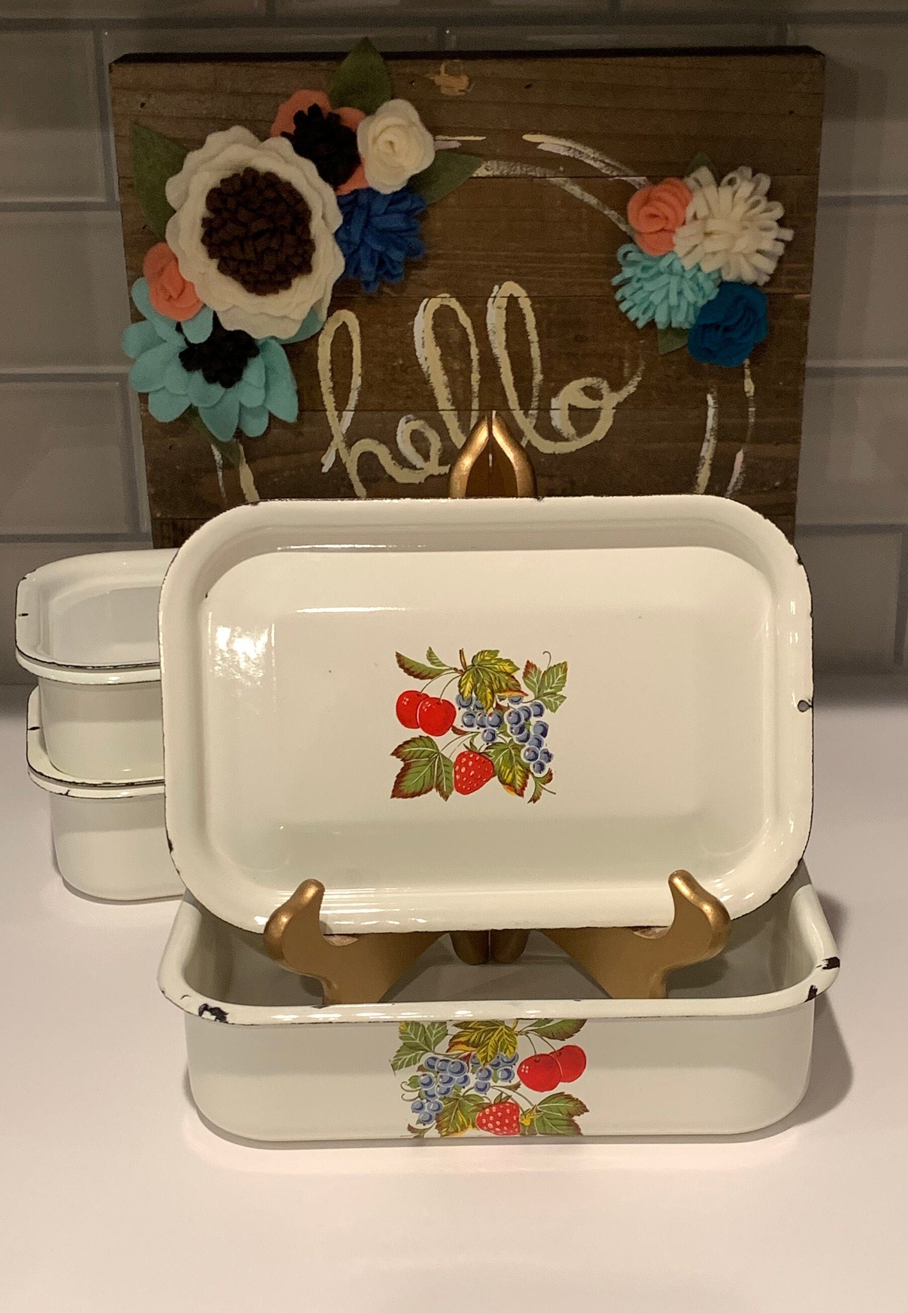 Vintage Berry Enamel Refrigerator Boxes Enamelware Lunch - Etsy