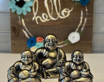 Vintage Godinger Buddha Figur und Salz & Pfefferstreuer Set