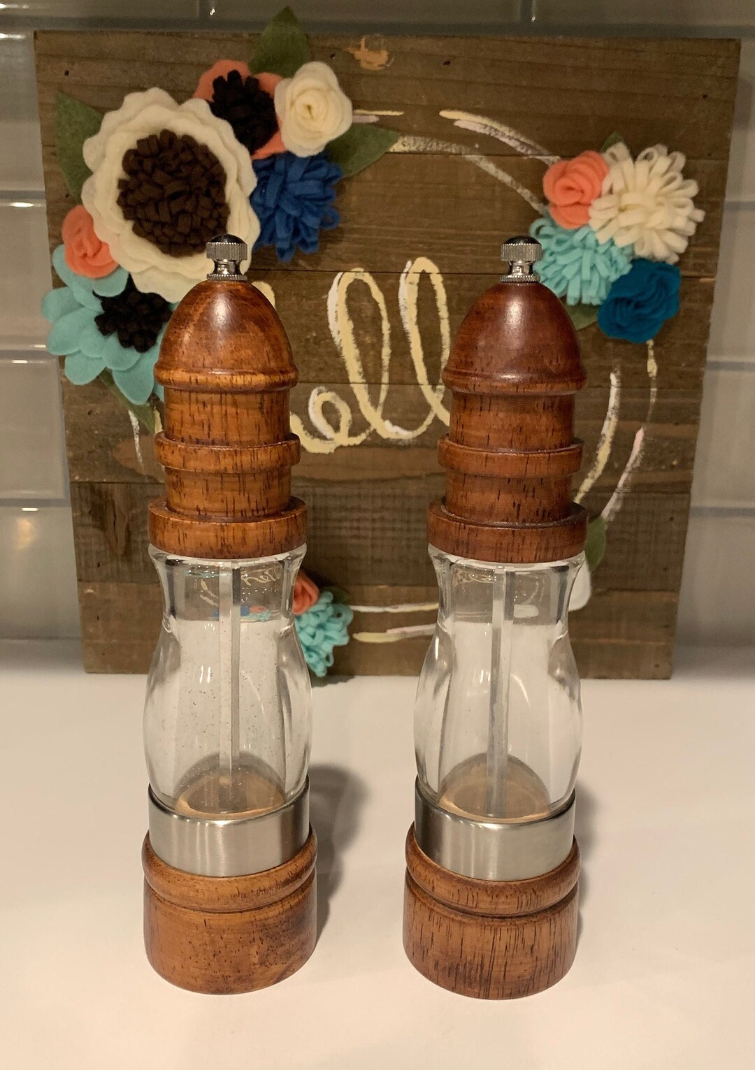 Midcentry Salt and Pepper Grinders Wood Salt and Pepper Grinders Etsy