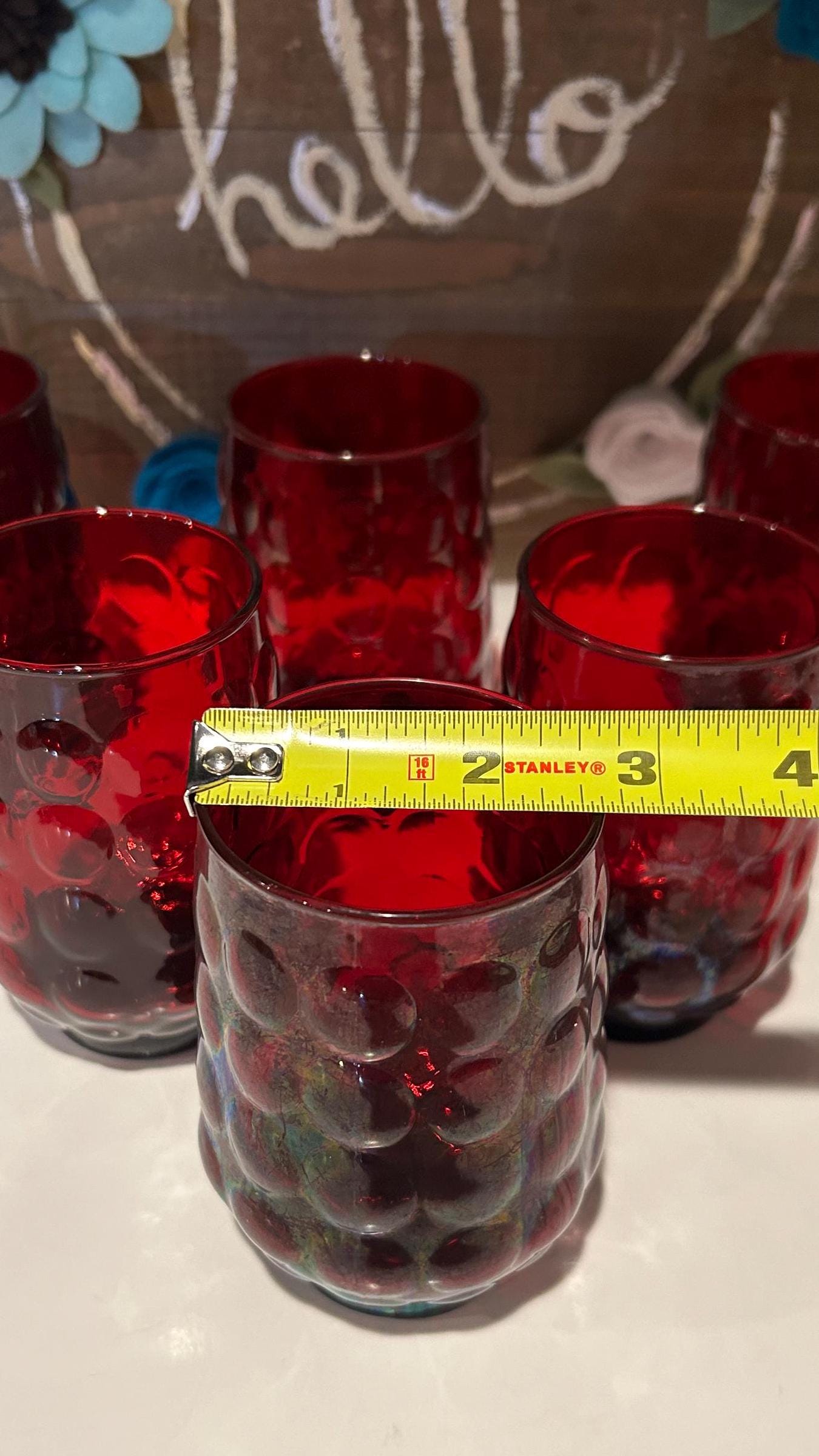 Ruby Red Bubble Glasses - Set of 6 Vintage Anchor Hocking - Etsy