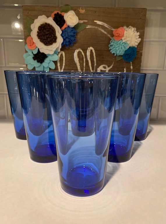 Cobalt Blue Drinking Glasses by Libbey Glass Blue Libbey Drinkware Libbey  Cobalt Blue Tablescape 