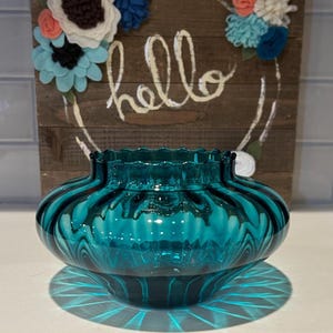 Empoli Candy Dish Made in Italy | Teal Empoli Glass Trinket Dish | Wedding Gift | Home Decor