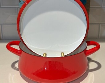 DANSK Red Enamel Casserole Bistro Pot | Vintage DANSK Cookware - Etsy