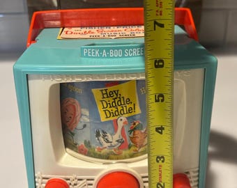 Vintage Fisher Price Double Screen Color TV Music Box Toy Peek-a