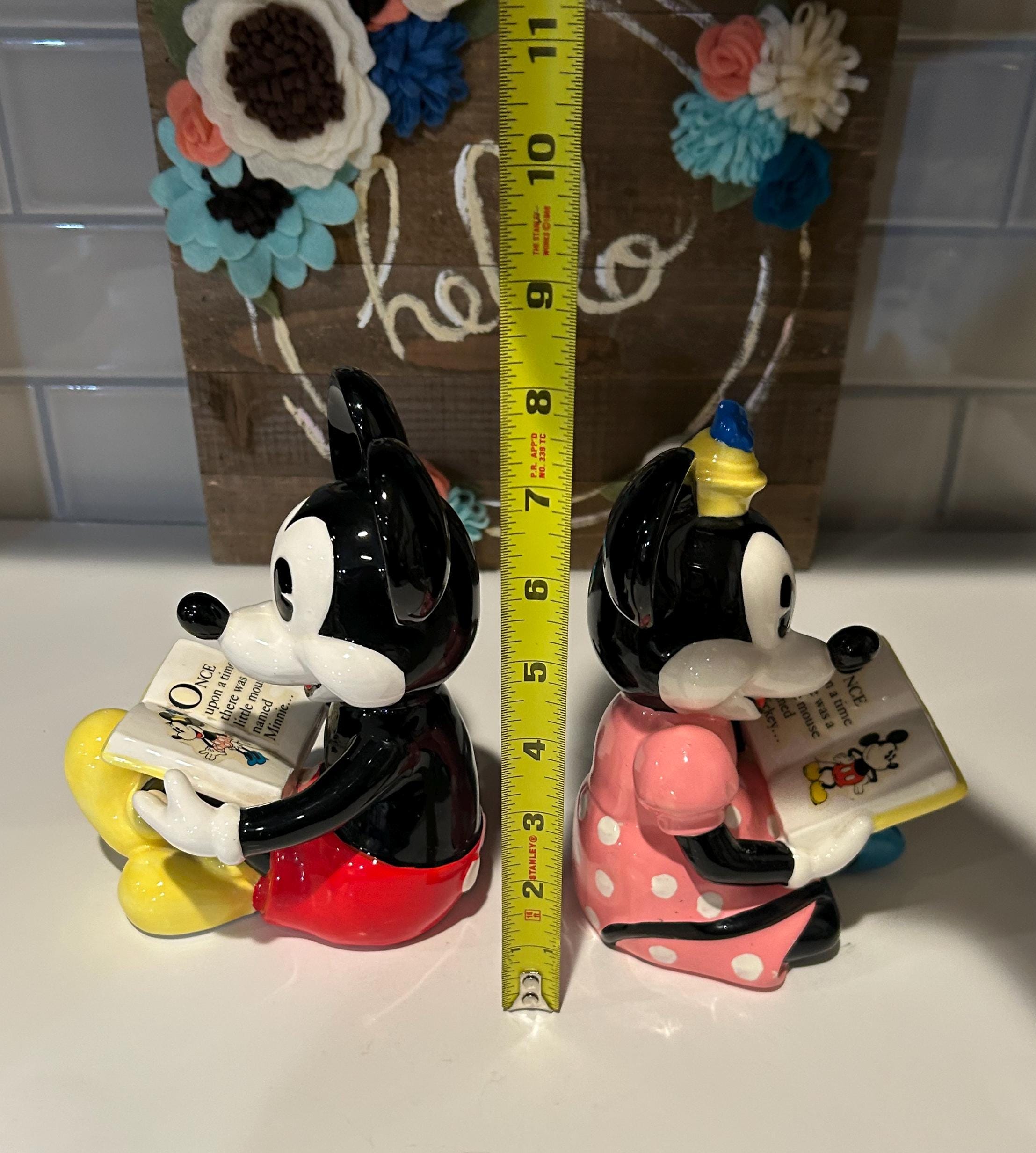 ディズニー ミッキー＆ミニーマウス 読書用 セラミックブックエンド 