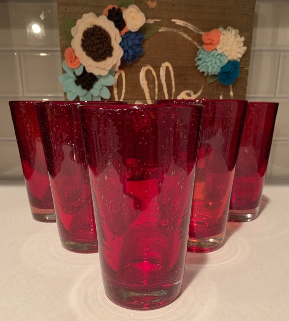 Ruby Red Tumblers Ruby Red Water Glasses Blown Glass Etsy