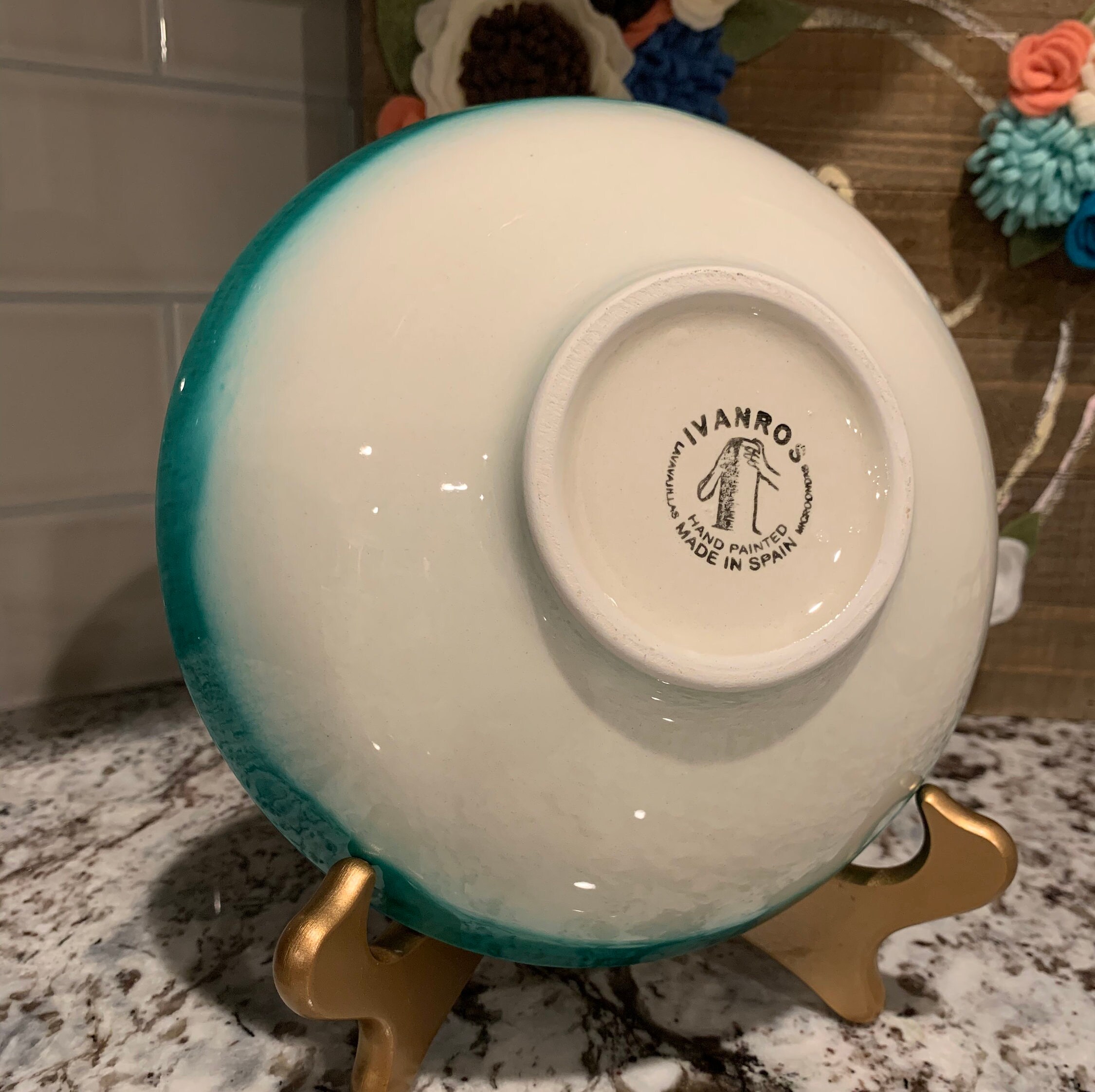 Hand Painted Serving Bowl Made in Spain IVANROS Etsy