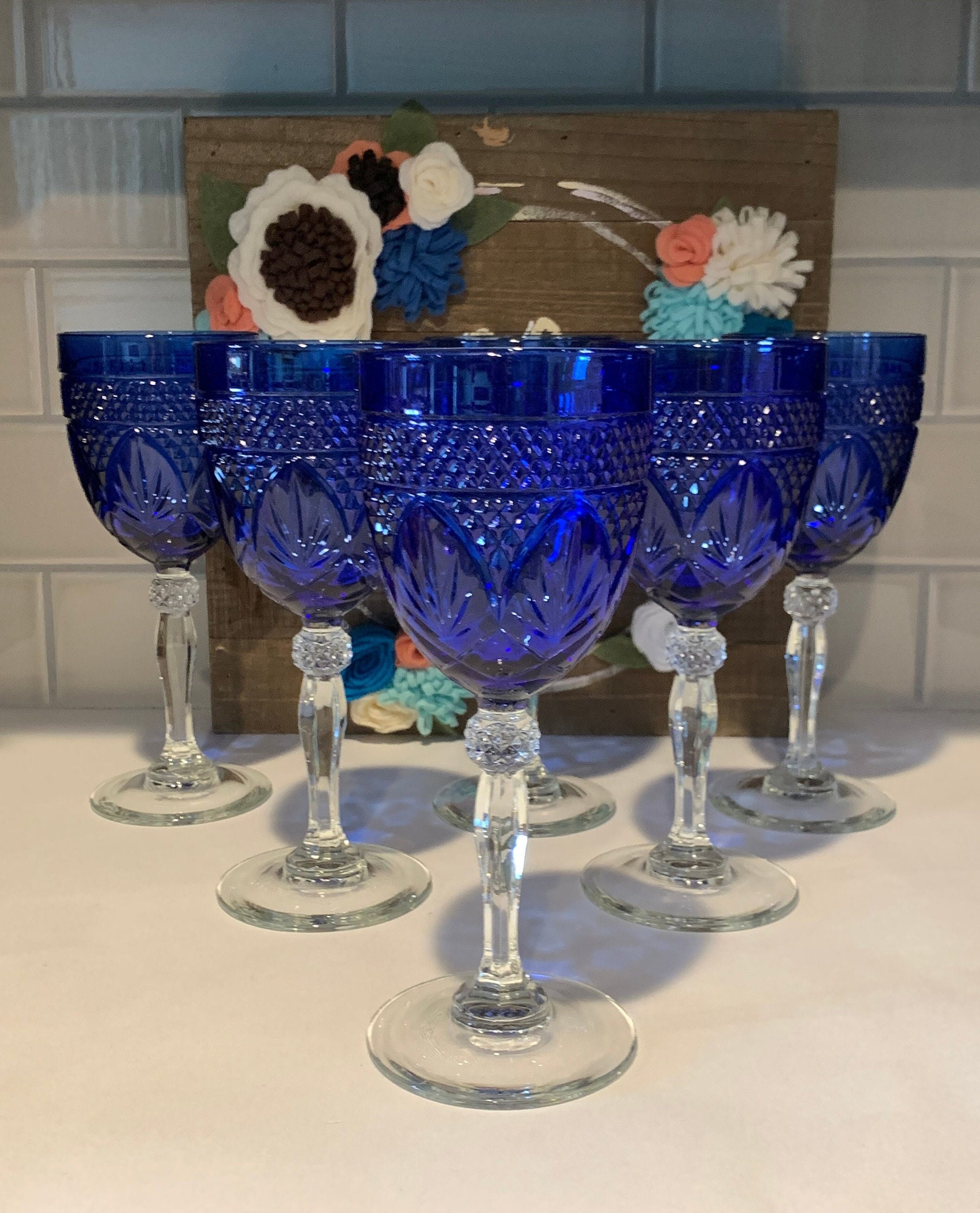 Venezia 10oz Blue Acrylic Wine Glasses, Stemware