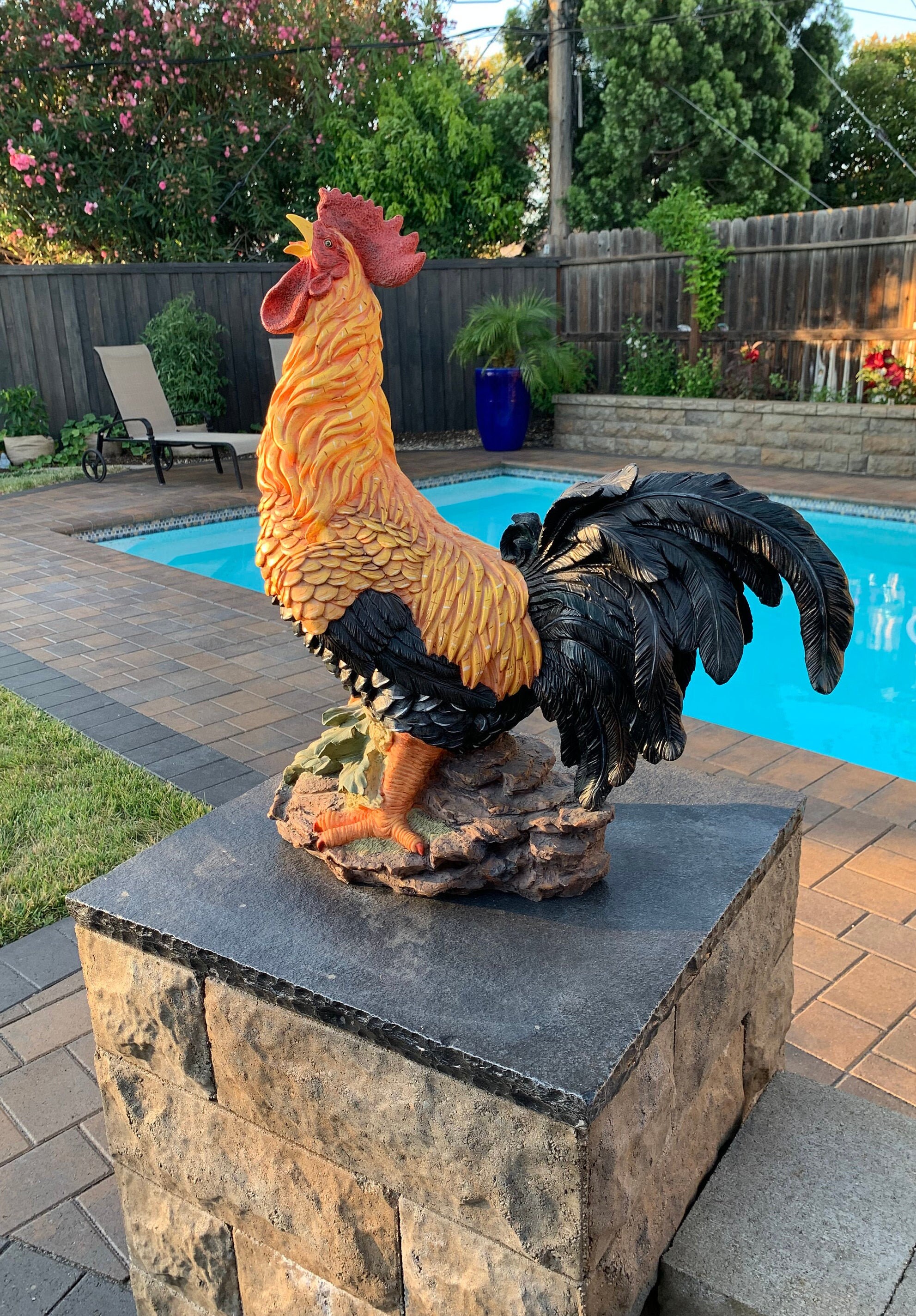 Large Rooster Statue Kitchen Rooster Garden Rooster Etsy