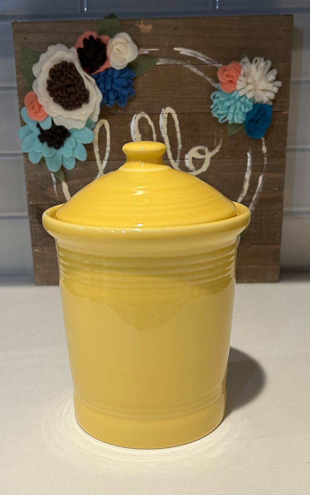 Lemongrass Fiesta Canister by HOMER LAUGHLIN Yellow Fiesta Ware Food