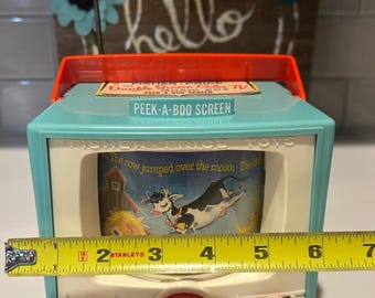Vintage Fisher Price Double Screen Color TV Music Box Toy Peek-a
