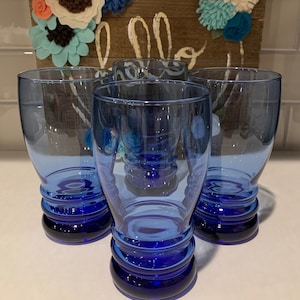 Vintage 16 Oz Cooler Bangles-Cobalt Blue by LIBBEY GLASS COMPANY | Libbey Glass Tumbler | Cobalt Blue Tablescape
