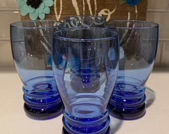 Vintage Cobalt Blue Glassware Set: Anchor Hocking Mugs, Libby