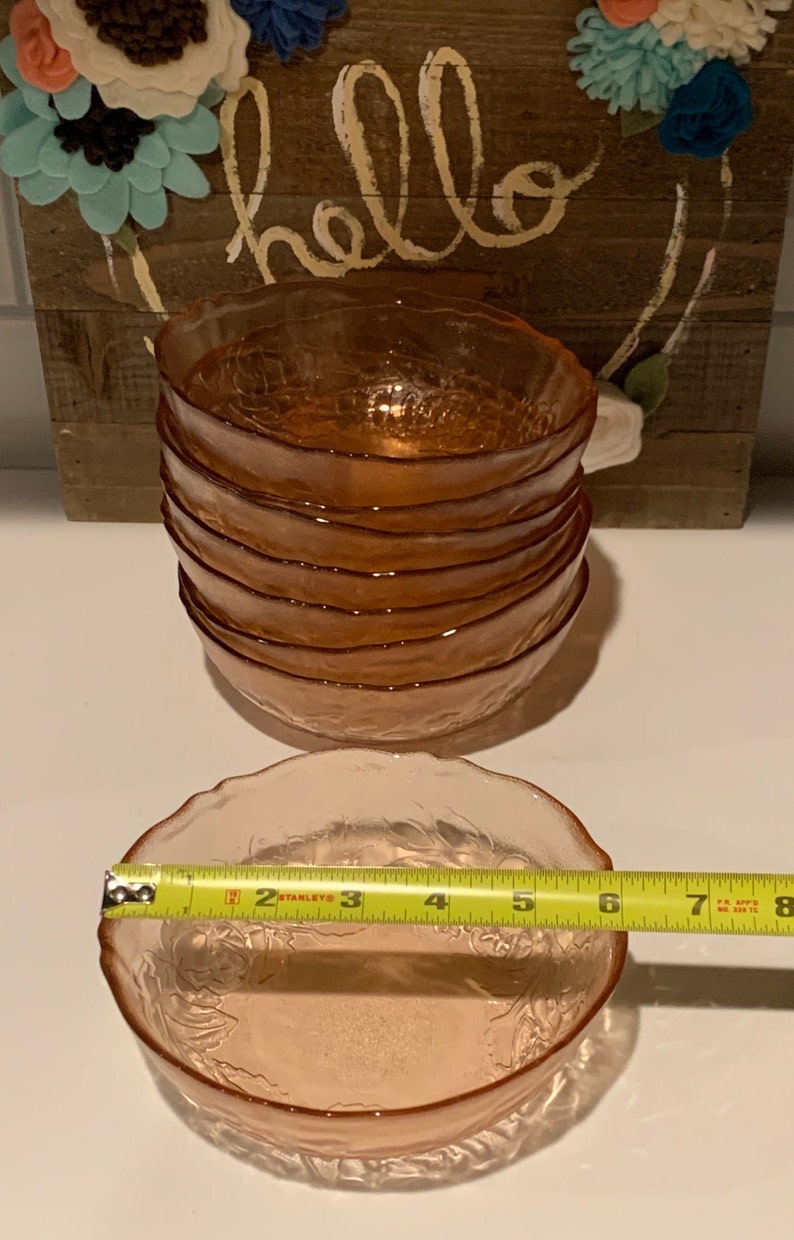 Rosaline Pink Glass Salad Bowls Arcoroc France Raised Etsy