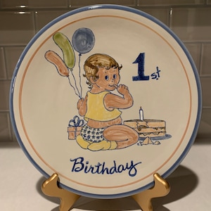 Babies 1st Birthday Plate |  Louisville Stoneware Collectable Birthday Plate | 1st Birthday Gift | Birthday Plate | Special Birthday Plate