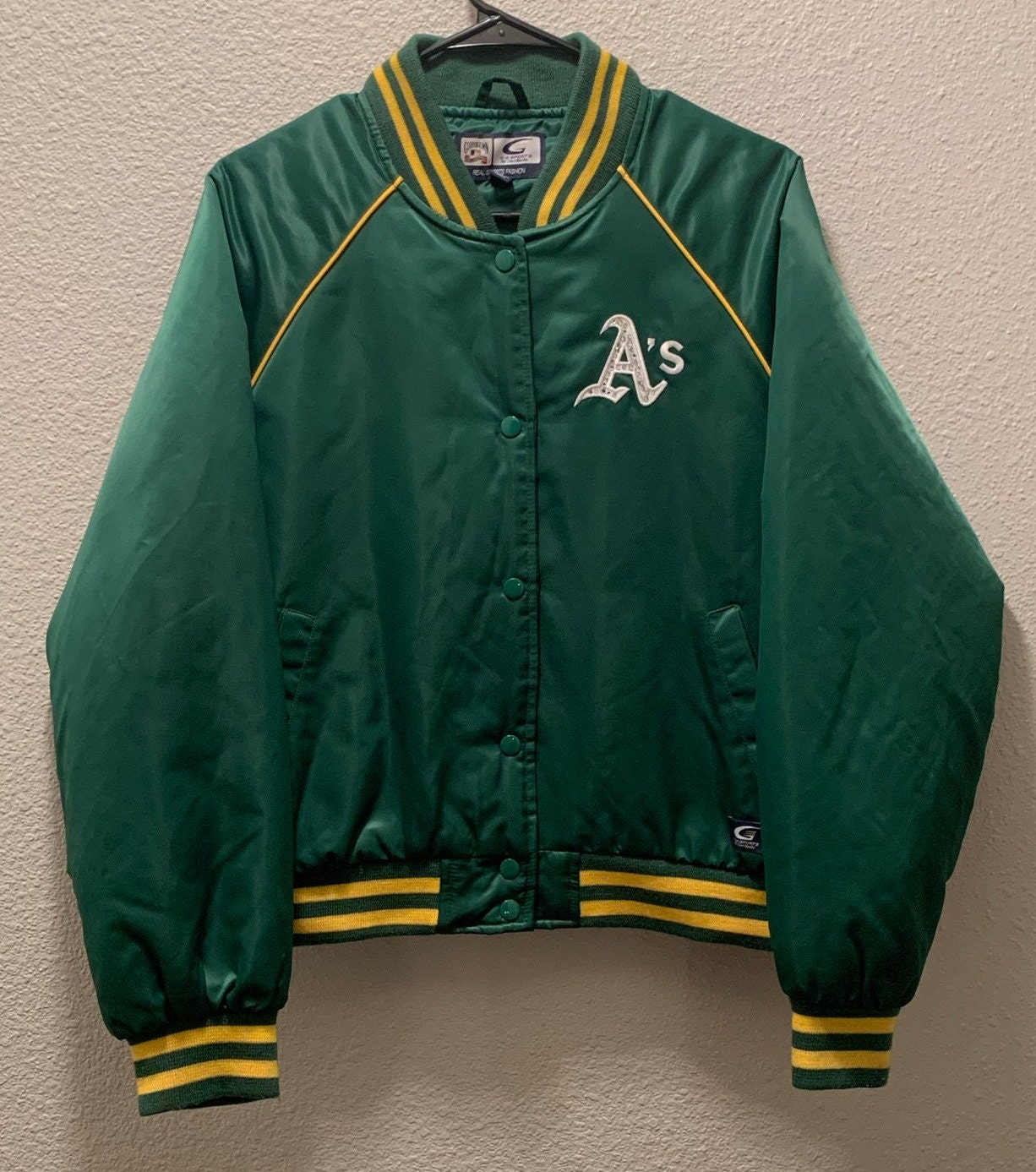 Oakland Athletics MLB Yellow and Green Letterman Jacket