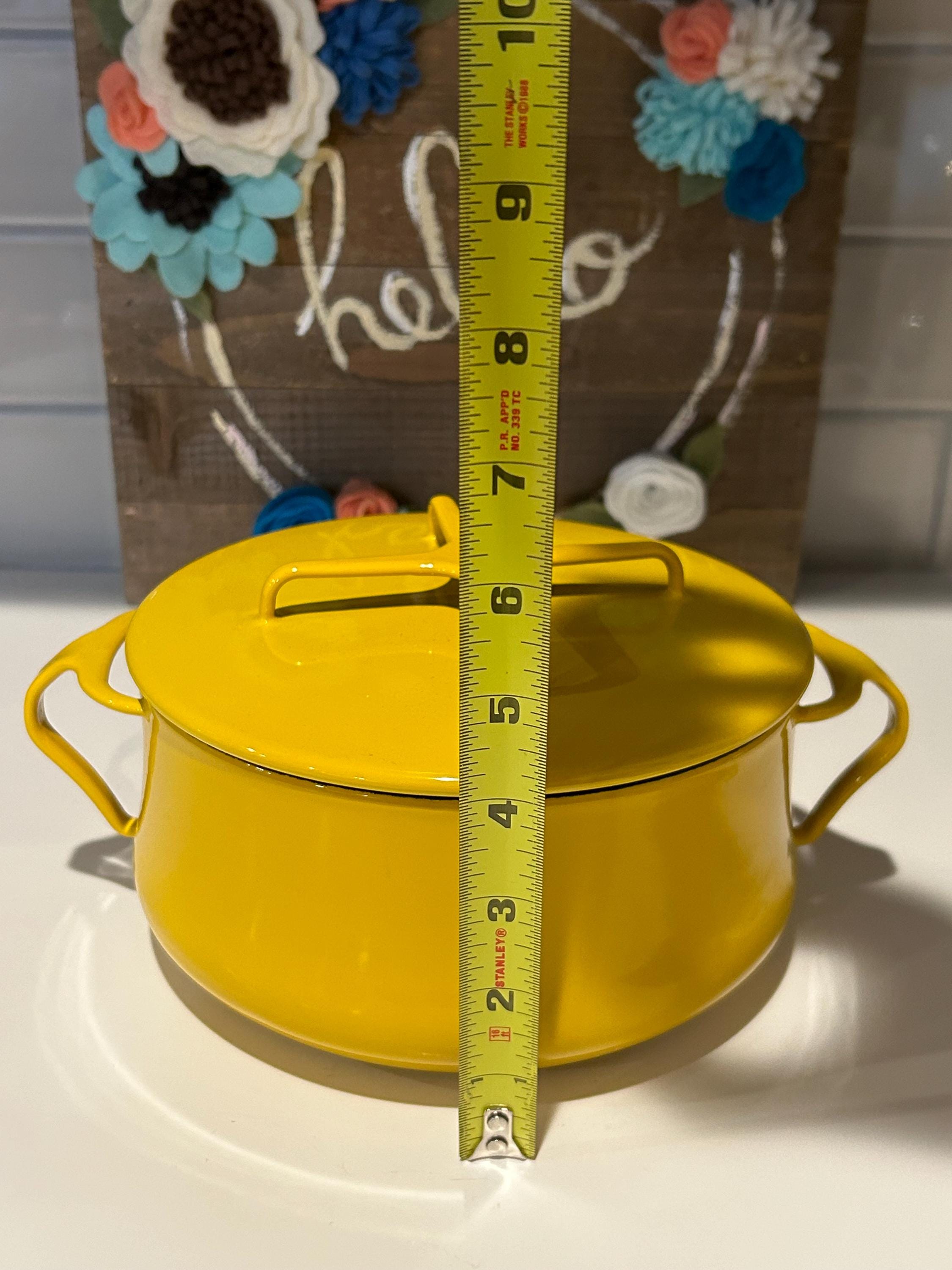 Vintage Dansk Kobenstyle Yellow Enamelware 2 Qt Pot: Mid-century