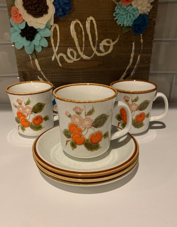 Vintage Treesweet Mug and Saucer by MIKASA Natural Beauty Treesweet Replacements Cherry Blossom Mikasa Stoneware Mugs and Saucers Etsy UK
