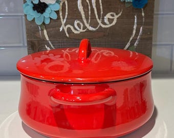 DANSK Red Enamel Casserole Bistro Pot | Vintage DANSK Cookware - Etsy