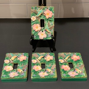 Capas de cerâmica para interruptores de luz em formato de beija-flor | Capas vintage para interruptores de luz em formato de beija-flor | Linda decoração para beija-flor