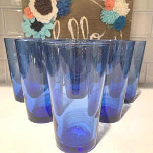 Cobalt Blue Drinking Glasses - Libbey Set of 6 - Vintage Tumblers