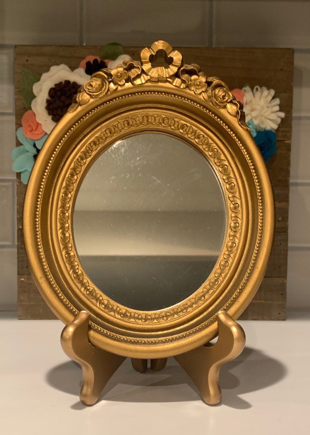 Vintage Oval Gold Tone Mirror Oval Wall Mirror Etsy