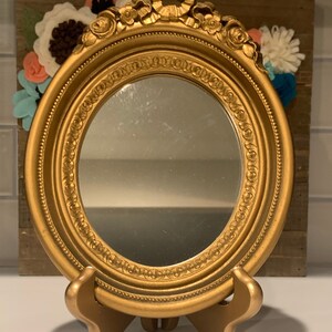 Vintage Oval Gold Tone Mirror | Oval Wall Mirror