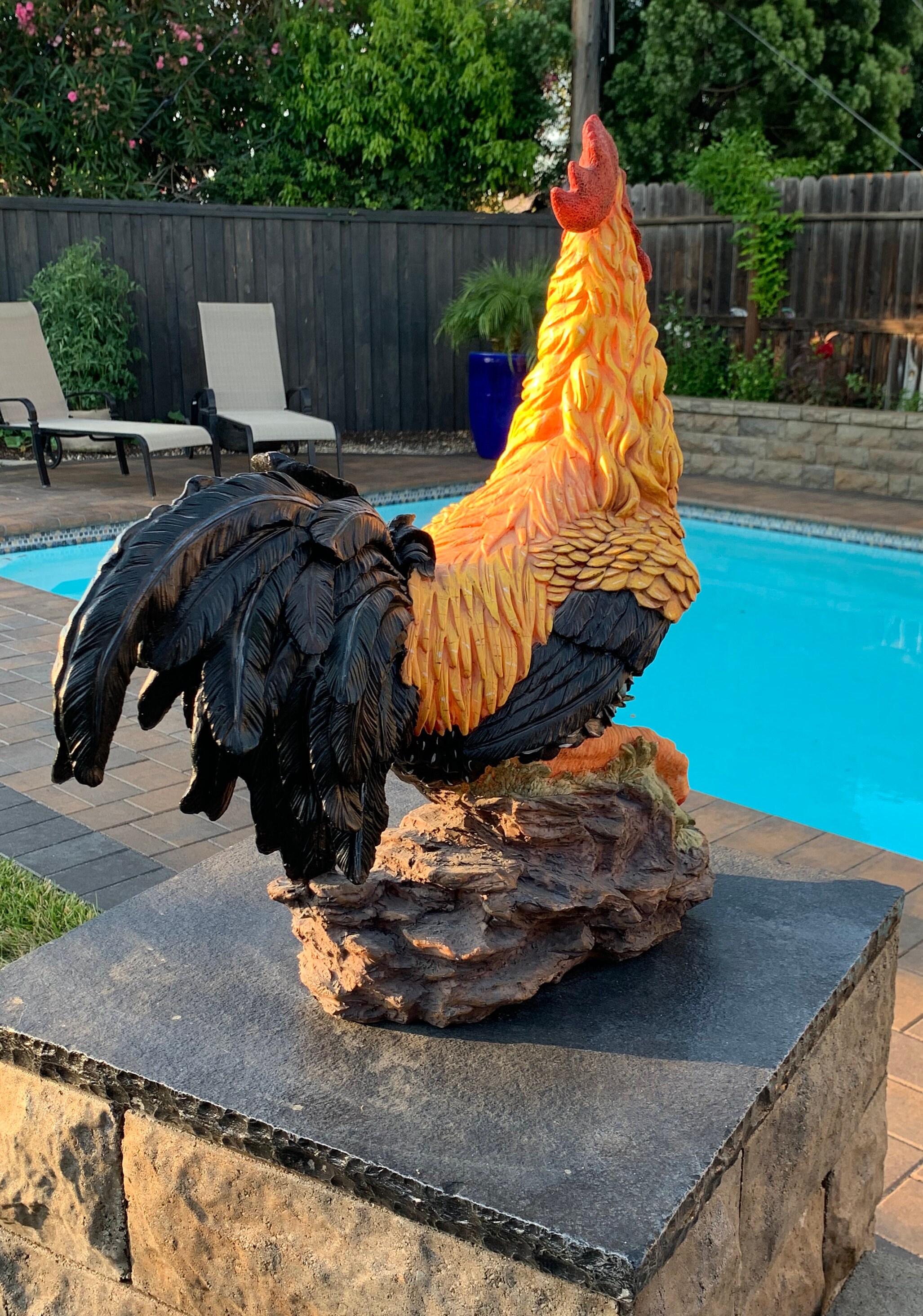 Large Rooster Statue Kitchen Rooster Garden Rooster Etsy