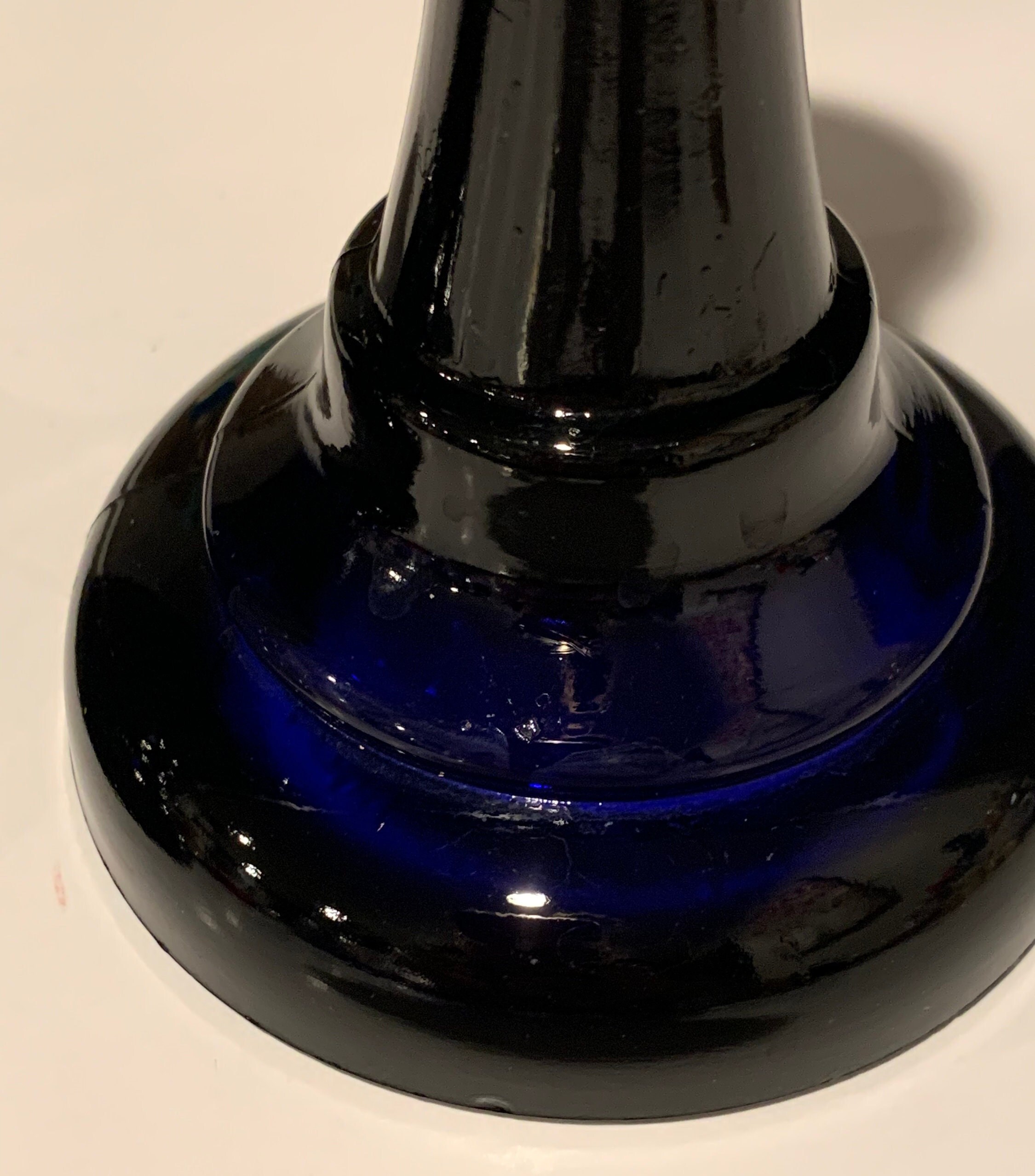 ヴィンテージ コバルトブルー ガラス キャンドルホルダー - 2個セット