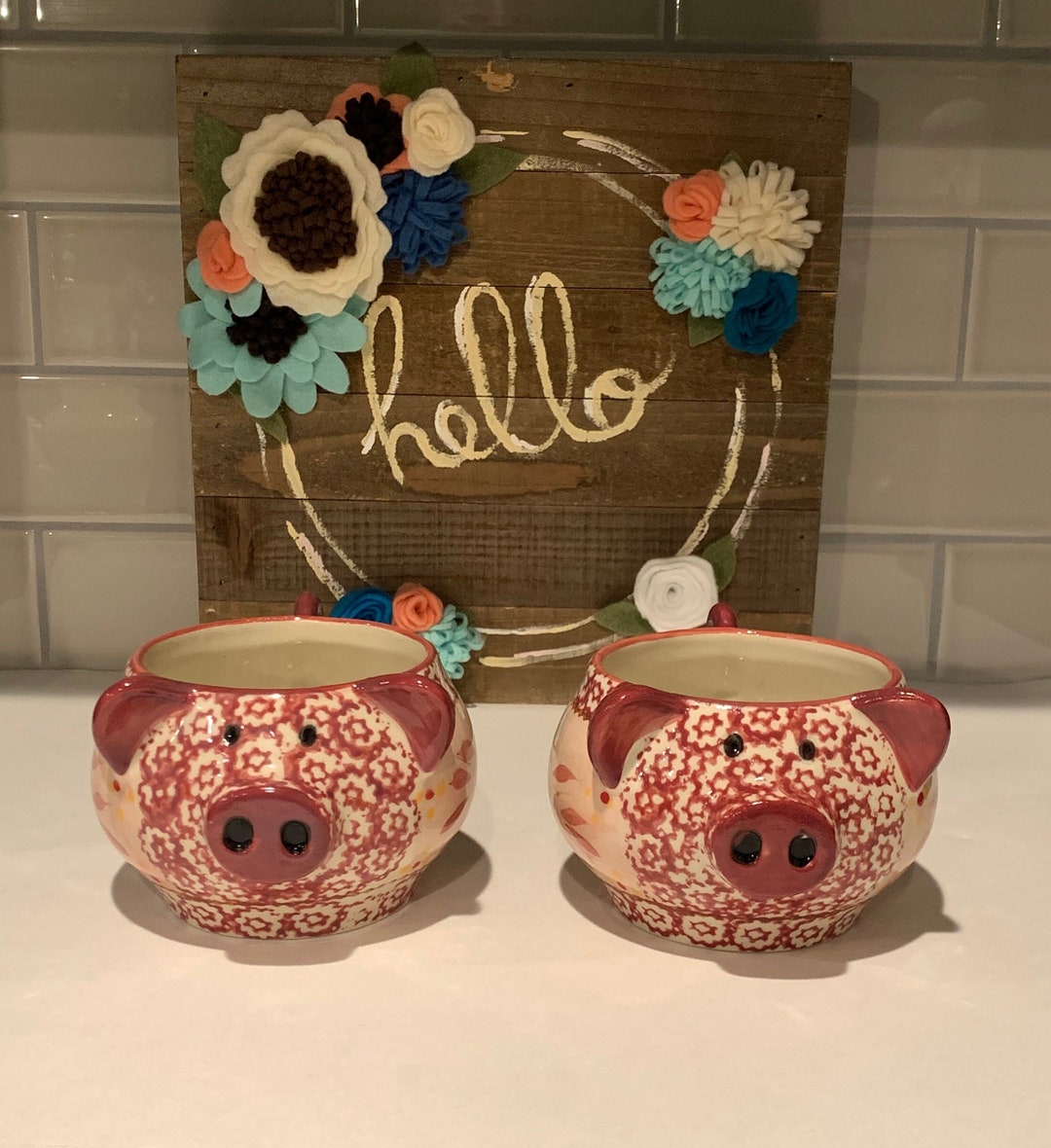 Sweet Pig Soup Mugs Piggy Soup Bowls Temptations Pig Soup Mugs Etsy