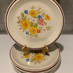 Vintage Hearthside Floral Dinner Plates | Spring Flower Dinner Plates  |  Sweet Floral Pattern Dinner Plates | MCM Table Decor