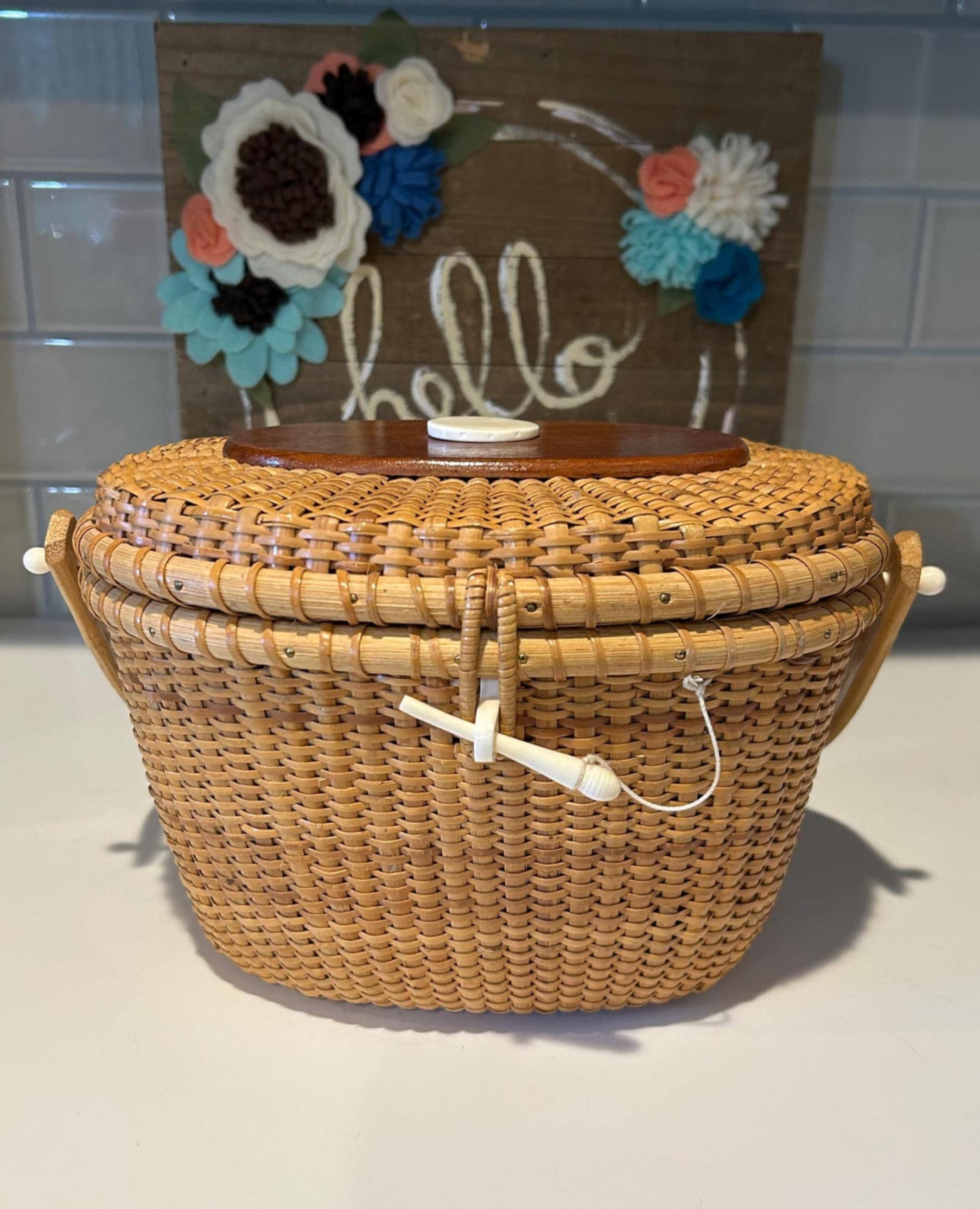 BARLOW社 ナンタケットバスケット Nantucket Basket Barlow Type NANTUCKET BASKET Vintage W/faux Carved Double