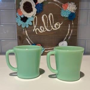 Jadeite Fire King Mugs | Fire King Jadeite Coffee Mugs | Collectable Jadeite Mugs