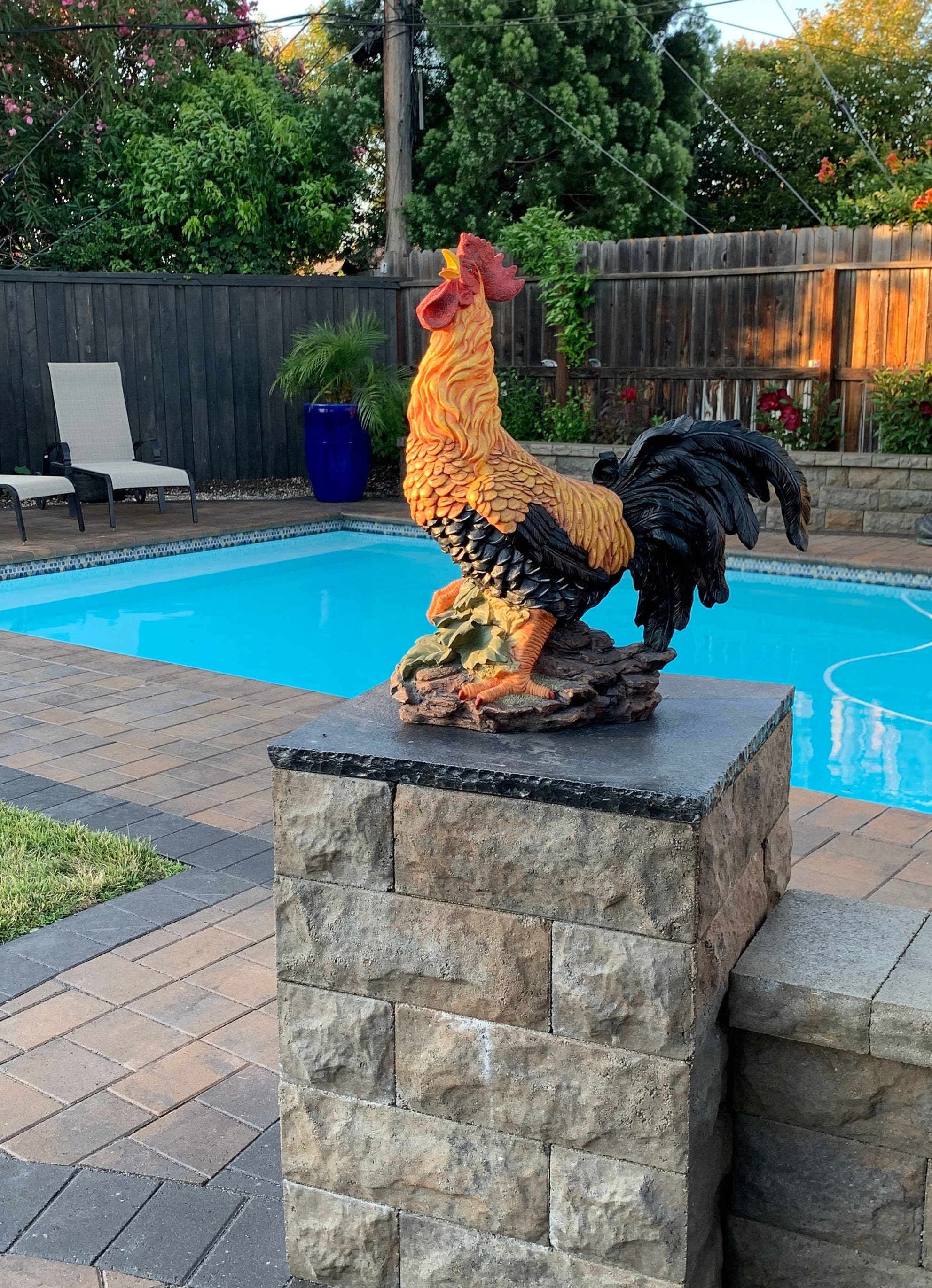 Large Rooster Statue Kitchen Rooster Garden Rooster Etsy