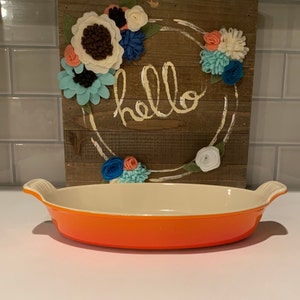 Vintage French &quot;Le Creuset&quot; Oval Gratin Dish | Orange French Le Creuset Oval Gratin Dish | Le Creuset Cookware