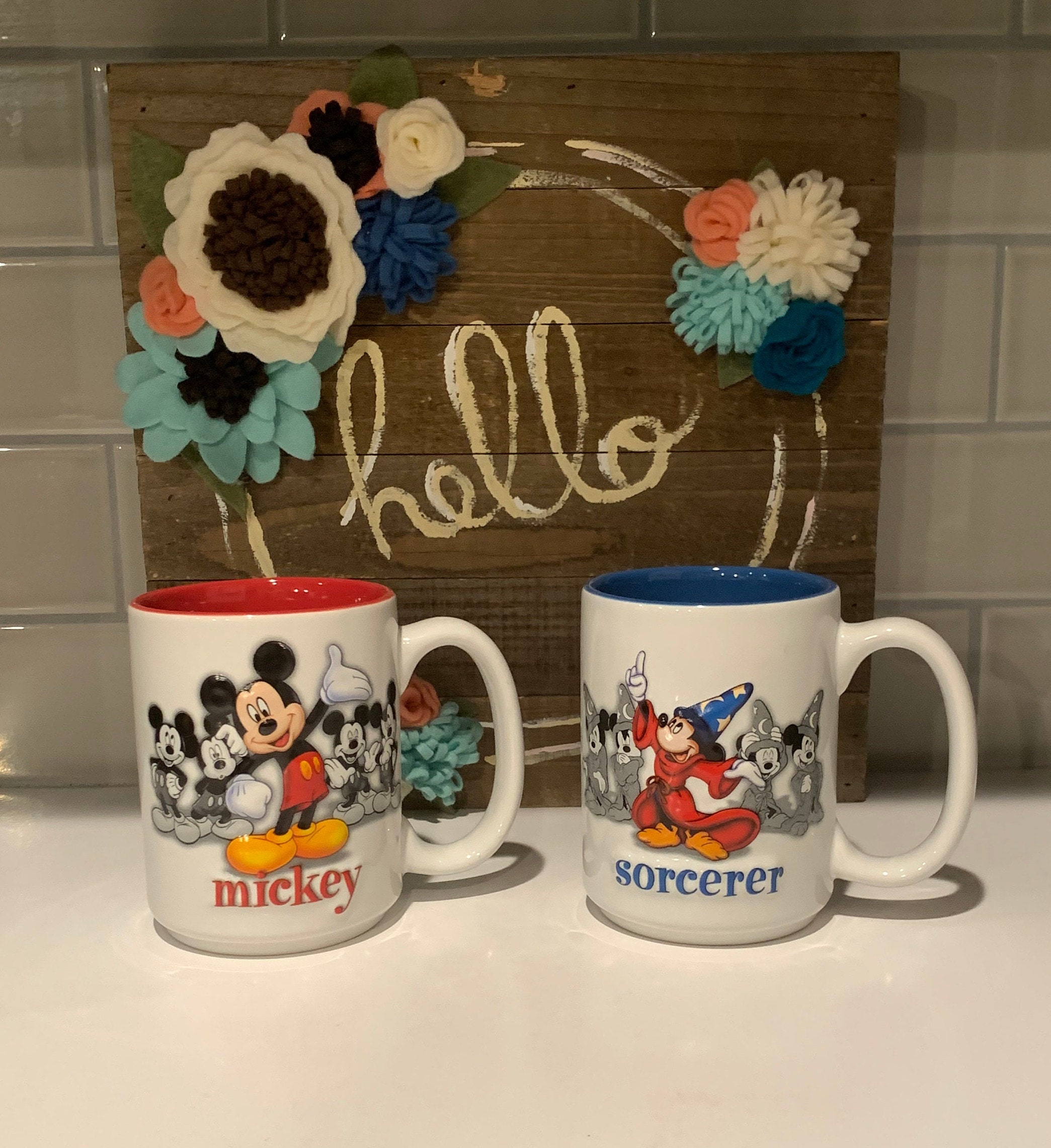 Disney Parks Mickey and Minnie Mouse Retro Ceramic Measuring Cups New