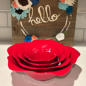 Zak Designs Rose Nesting Bowls | Red Melamine Mixing  Bowls | | Red Serving Bowls | Red Kitchen Decor