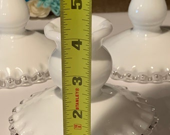 フェントン シルバー クレスト ミルクガラス キャンドルホルダー