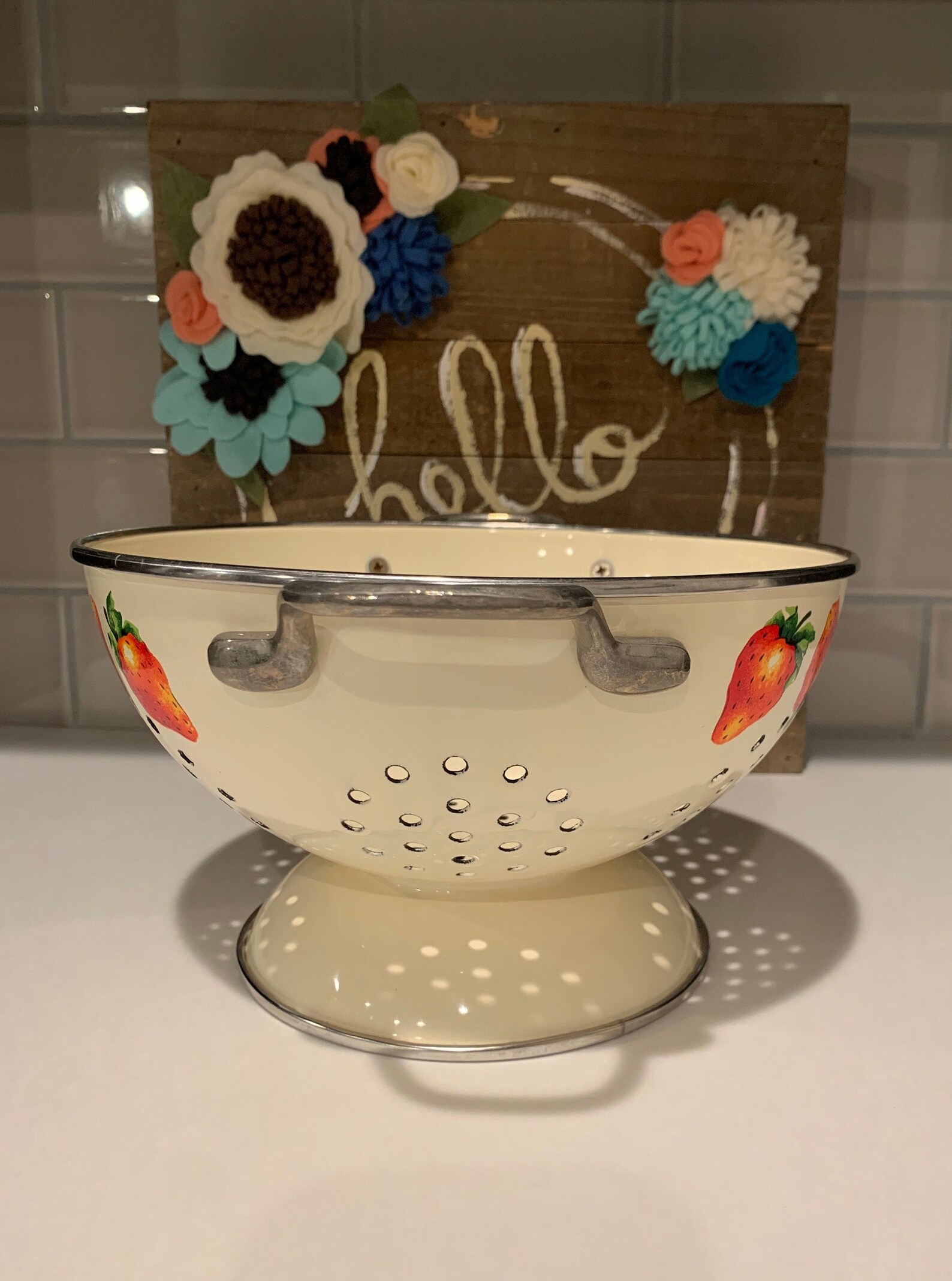 Kobe Strawberry Enamel Strawberry Strainer Colander Vintage Etsy