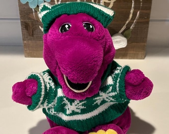 Peluche navideño vintage de Barney