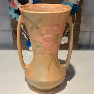 Weller Wild Rose Double Handled Vase | Weller Pottery | Art Deco Home Decor
