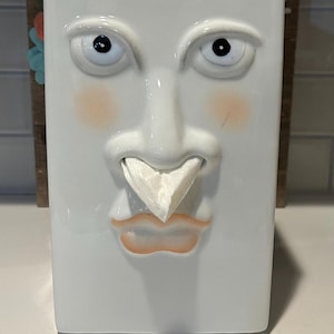 Porcelain Lady Face Tissue Box Cover | Fun Tissue Box Cover | Bathroom Decor