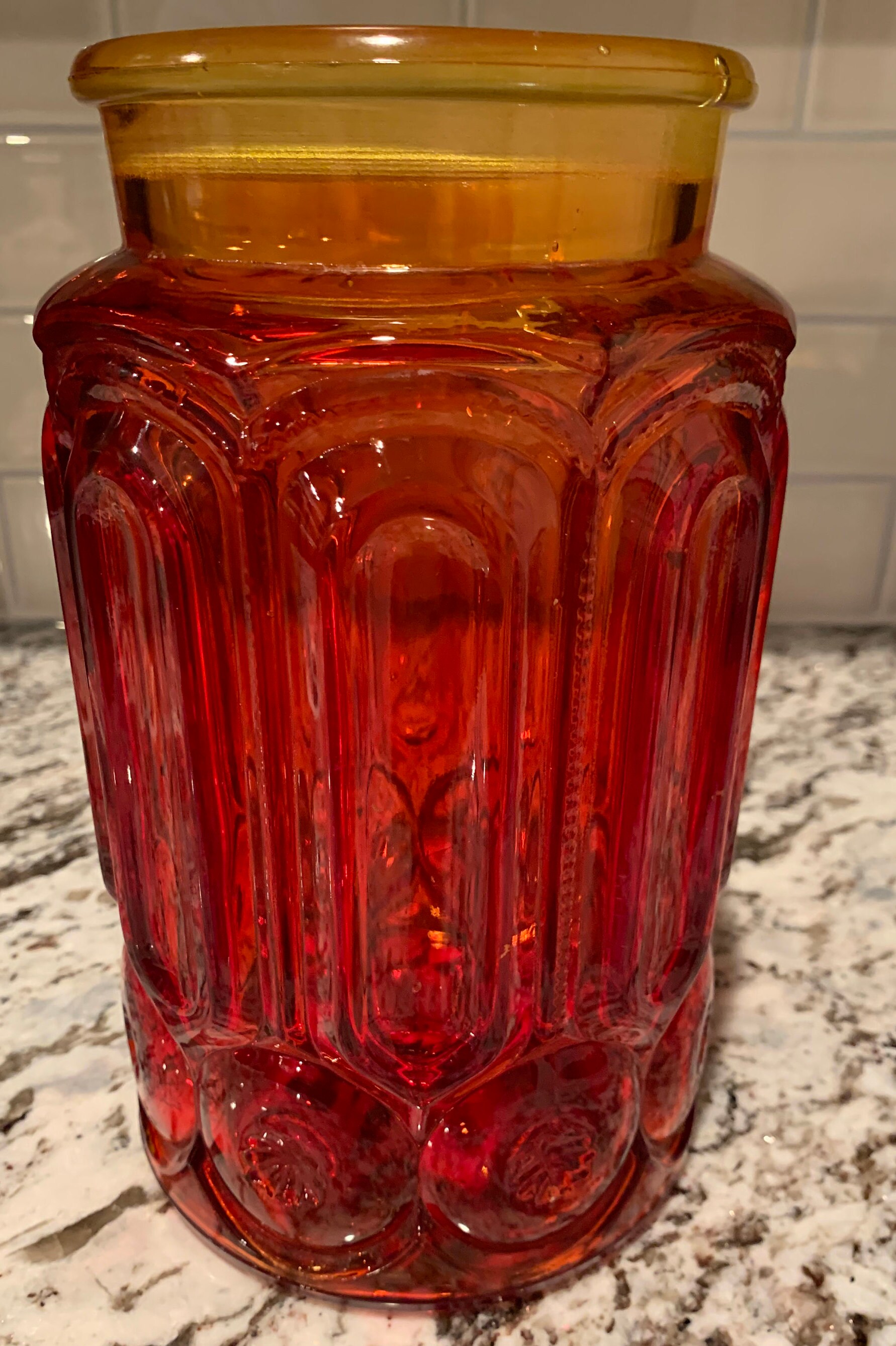 MasterTop Home Kitchen Patterned Glass Jar Storage Organizer Bowl, Red
