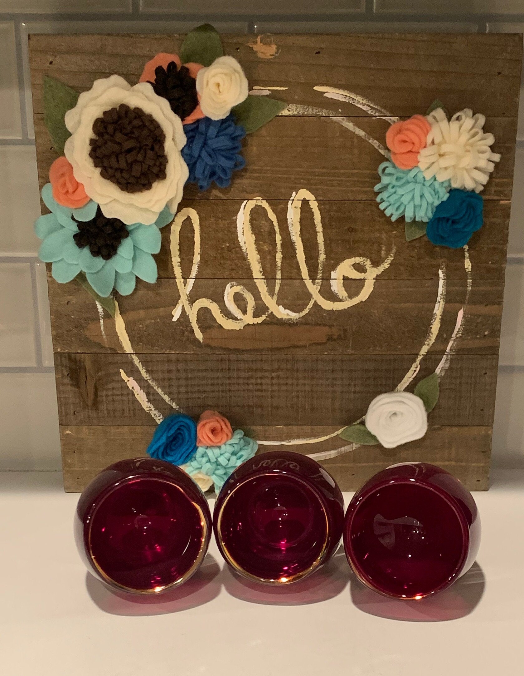 Deep Red Glass Votive Candle Holders With Clear Glass Base Etsy Canada